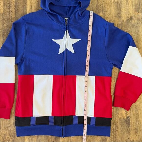 Marvel Kids Disney Captain America Steve Rogers Shield Costume Zip Hoodie Sz XL - Picture 6 of 9